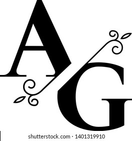 Stunning AG Logotype With Split Elegant Monograms Letters Suitable For Logo, Digital Projects, Cards, Invitations Etc. Enjoy It