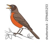 Stunning American Robin Bird Representation. Concept of Bird Design.