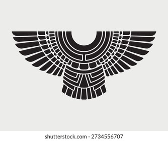 Stunning ancient Egyptian winged symbol with geometric patterns