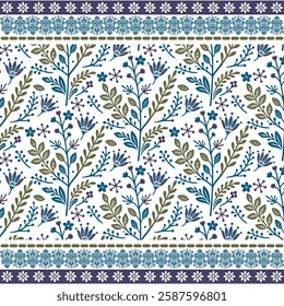 stunning arabic ornament floral pattern with vintage seamless border for fabric design
