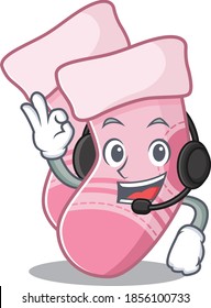 A stunning baby socks mascot character concept wearing headphone