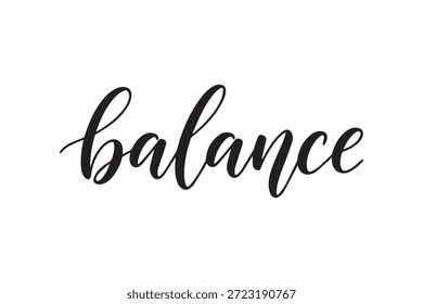 Texto de equilíbrio impressionante em script cursivo preto em um fundo branco puro, perfeito para designs elegantes e tipografia