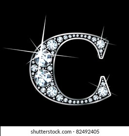 A stunning beautiful "C" set in diamonds and silver. Vector.