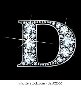 A stunning beautiful "D" set in diamonds and silver. Vector.