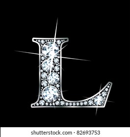 A stunning beautiful "L" set in diamonds and silver. Vector