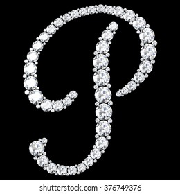 A stunning beautiful "P" set in diamonds. V.7