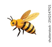 
Stunning bee is flying side view isolated flat vector illustration on white background.