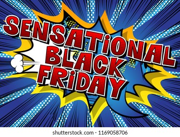 Stunning Black Friday - Comic book style word on abstract background.