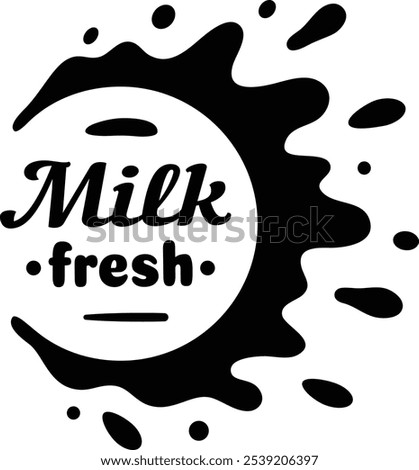Stunning black ink milk splash with text inside, ideal for promoting freshness of dairy products. Captures essence of dairy goodness, perfect for ads and branding