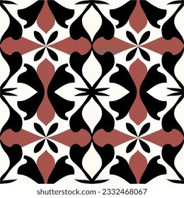 Stunning black and red pattern set against a white backdrop. Inspired by the intricate beauty of Moorish tiles, this design features a delightful peppermint motif intertwined with fractal.