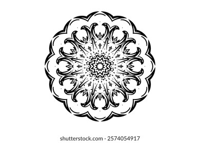 Stunning Black and White Artwork with a Central Flower Showcasing Elegant and Detailed Patterns	