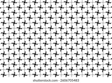 A stunning black and white geometric floral pattern on a clean white background. This modern and elegant design is perfect for a variety of creative projects, adding a bold and bright artistic touch.