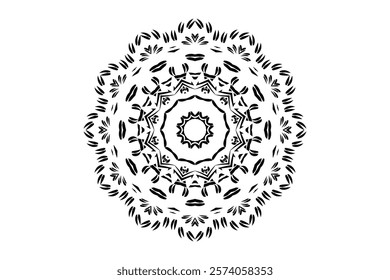 Stunning Black and White Mandala Design Showcasing Intricate Circular Patterns on a White Background	
