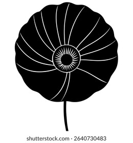 A stunning black and white vector illustration of a poppy flower, perfect for adding an elegant touch to your design projects. This detailed floral artwork features a delicate silhouette