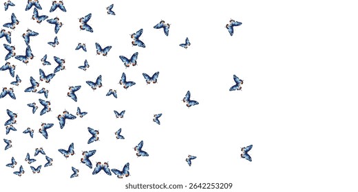 Stunning blue butterflies with orange accents on a white background. A perfect choice for nature inspired designs, invitations, wallpapers, and decor. High-quality, vibrant, and eye catching artwork.