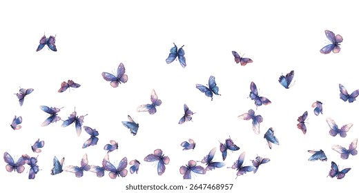 Stunning blue butterflies with orange accents on a white background. A perfect choice for nature-inspired designs, invitations, wallpapers, and decor. High-quality, vibrant, and eye-catching artwork.