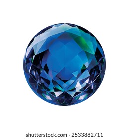 Una impresionante gema azul que refleja la luz con elegancia, creando un diseño esférico lujoso.

