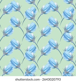 Impressionante flores de lótus azul em um padrão perfeito em um fundo branco. Perfeito para papéis de parede elegantes, tecidos e envoltórios de presentes. Uma adição calmante e elegante a qualquer projeto de design.