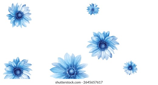 Impressionante flores de lótus azul em um padrão perfeito em um fundo branco. Perfeito para papéis de parede elegantes, tecidos e envoltórios de presentes. Uma adição calmante e elegante a qualquer projeto de design.