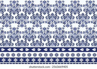 stunning blue seamless floral pattern with antique arabesque borders for bohemian textile prints vintage wallpaper summer fashion designs and elegant carpet patterns