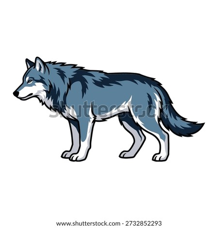 Stunning blue wolf illustration standing alone