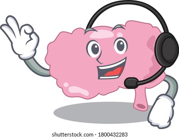 A stunning brain mascot character concept wearing headphone