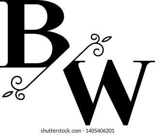 Stunning BW logotype with split elegant monograms letters suitable for logo, digital projects, cards, invitations etc.