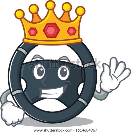 A stunning of car steering stylized of King on cartoon mascot style