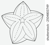 Stunning Carambola Line Art  Elegant Starfruit Sketch