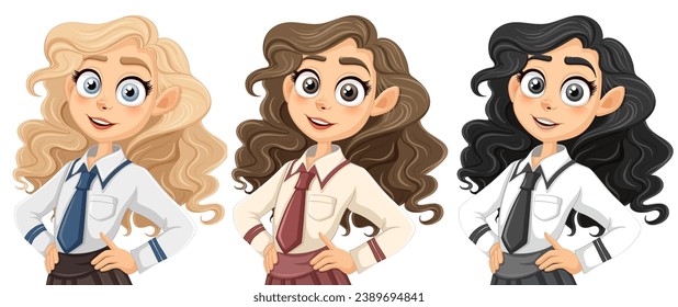 A stunning cartoon character with big eyes and long hair