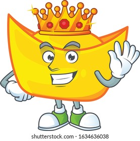 A stunning of chinese gold ingot stylized of King on cartoon mascot style