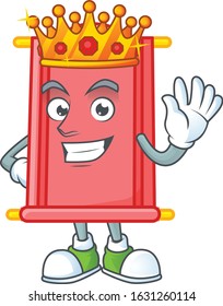 A stunning of chinese red scroll stylized of King on cartoon mascot style