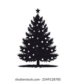 Stunning Christmas Tree Silhouette Vector Illustration - Perfect for Holiday Projects on white background