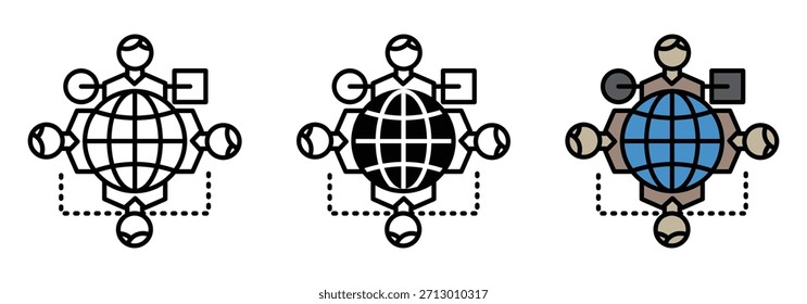 Impresionante colección de diversos conceptos de conexión de red global y colaboración en equipo para una estrategia de negocios moderna
