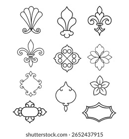 A stunning collection of elegant vintage decorative elements perfect for classic designs, ornate embellishments, and timeless creative projects with a sophisticated touch.