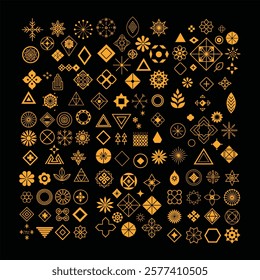 A stunning collection of golden geometric design elements featuring modern and elegant shapes. Perfect for digital art, templates, luxury branding, and creative projects. Fully editable.