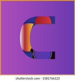 Stunning colorful design of Alphabet letter C against a purple background.