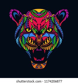 Stunning Colorful Jaguar Ornament Vector Illustration. Art Poster