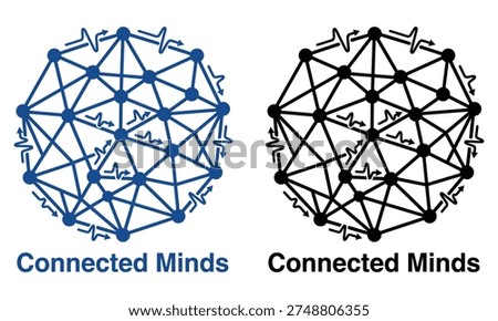 Stunning Connected Minds Concept with Blue and Black Networks