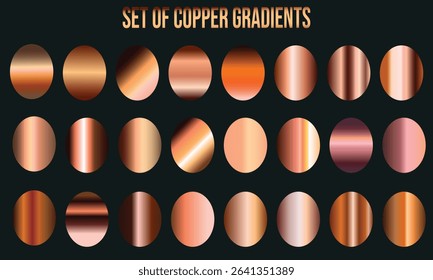 Stunning Copper or Bronze Gradient Collection for Design Projects. Modern Design Gradients