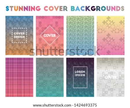Stunning cover backgrounds. Admirable geometric patterns, shapely vector illustration.