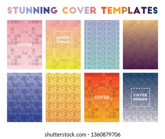 Stunning Cover Templates. Actual geometric patterns, bewitching vector illustration.