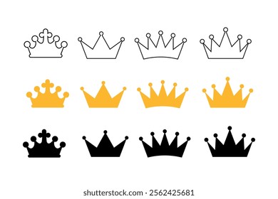 Stunning crown vector illustration sets for royal-themed events, golden crown, crown collection, luxury, elegant, premium, majestic, decorative, crownlike, imagery, ornate, prestigious, affinity