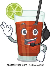 A stunning cuba libre cocktail mascot character concept wearing headphone
