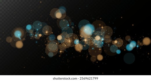 A stunning dark background with glowing gold bokeh and shimmering sparkles creates a magical, festive vibe. Perfect for elegant designs, celebrations, and adding a dreamy, enchanting touch to visuals.