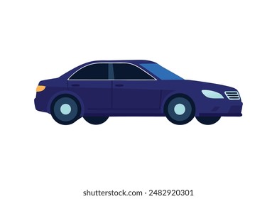 Stunning dark blue glossy car illustration in vector art, featuring a sleek and elegant design.