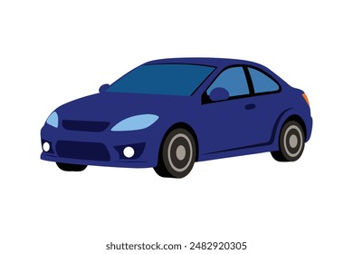 Stunning dark blue glossy car illustration in vector art, featuring a sleek and elegant design.