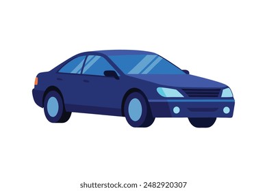 Stunning dark blue glossy car illustration in vector art, featuring a sleek and elegant design.