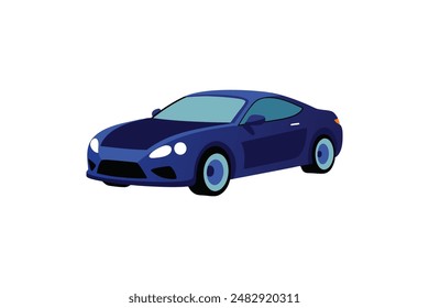 Stunning dark blue glossy car illustration in vector art, featuring a sleek and elegant design.