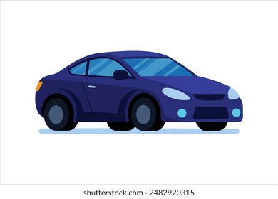 Stunning dark blue glossy car illustration in vector art, featuring a sleek and elegant design.